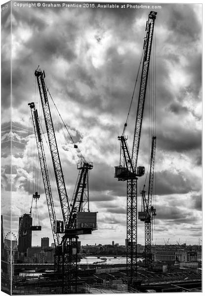 Tower Cranes on City of London Skyline Canvas Print by Graham Prentice