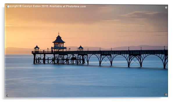  Clevedon Pier Sunset Acrylic by Carolyn Eaton
