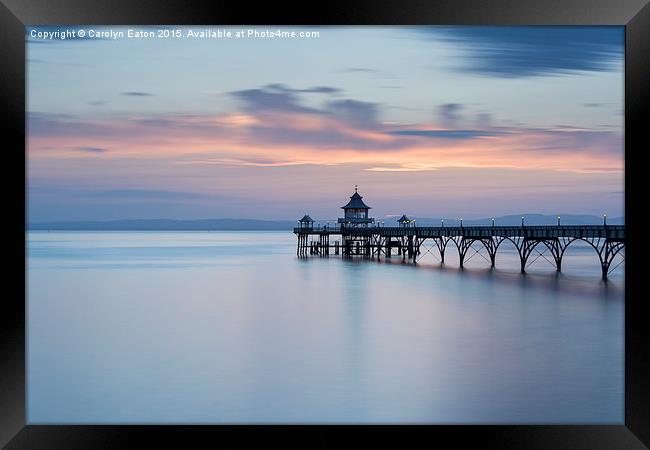  Clevedon Pier Sunset Framed Print by Carolyn Eaton