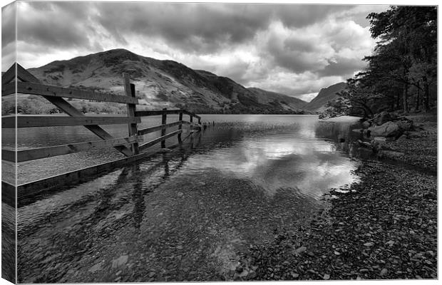  Mono Moody Sky Over Buttermere Canvas Print by Gary Kenyon