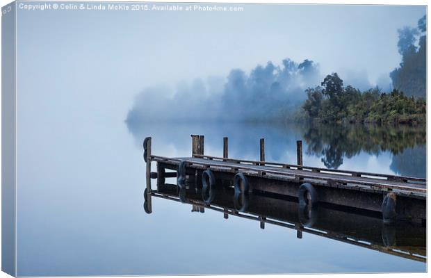  Mist, Lake Mapourika, New Zealand Canvas Print by Colin & Linda McKie