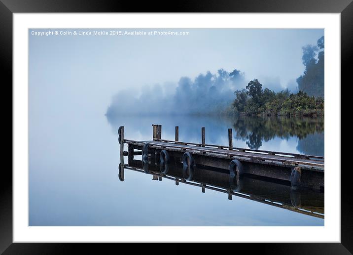  Mist, Lake Mapourika, New Zealand Framed Mounted Print by Colin & Linda McKie