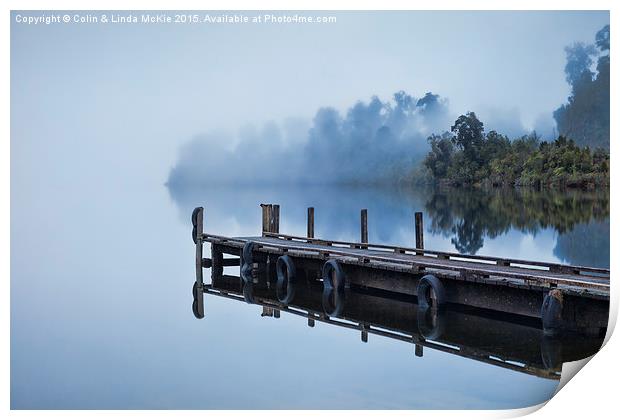  Mist, Lake Mapourika, New Zealand Print by Colin & Linda McKie