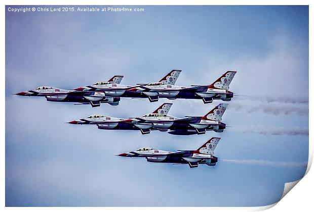 USAF Thunderbirds Display Team Print by Chris Lord