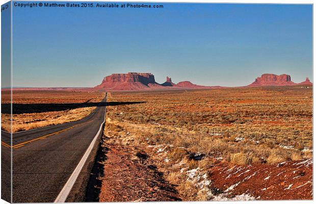  Road to Monument Valley Canvas Print by Matthew Bates