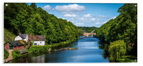 River Wear, Durham Panorama Acrylic by Tony Emery