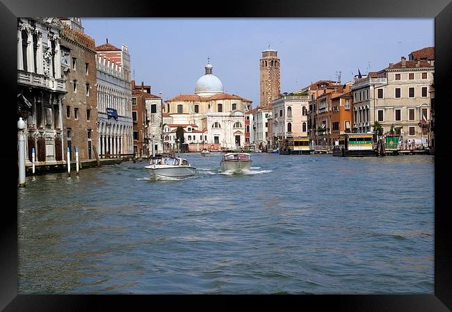 Boats on The Grand Canal  Framed Print by Steven Plowman
