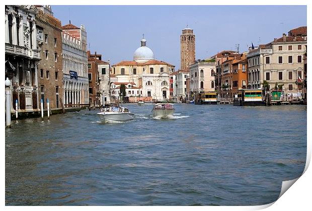 Boats on The Grand Canal  Print by Steven Plowman
