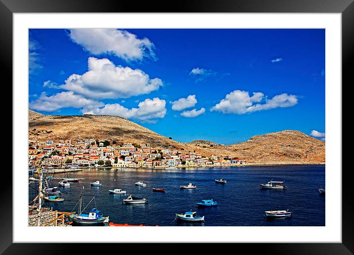 Chalki View Framed Mounted Print by Tom Gomez