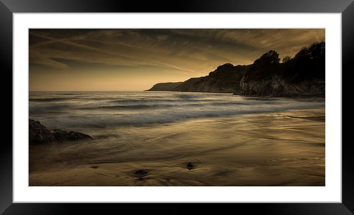  Sunset at Caswell Bay Framed Mounted Print by Leighton Collins