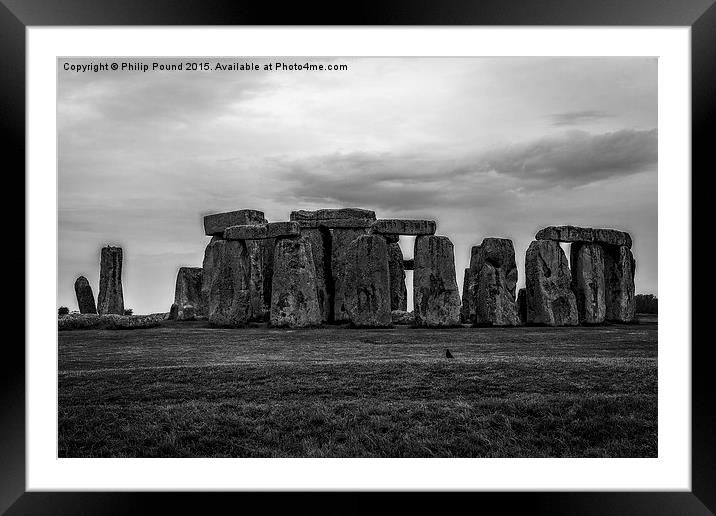  Stonehenge Monochrome Framed Mounted Print by Philip Pound