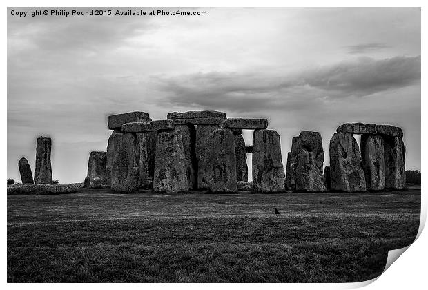  Stonehenge Monochrome Print by Philip Pound