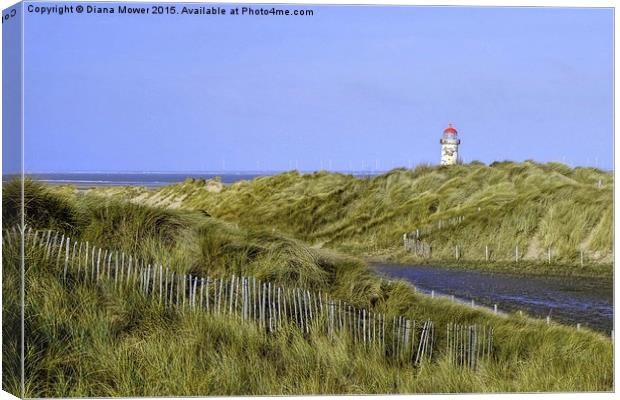  Talacre Dunes and Lighthouse Canvas Print by Diana Mower