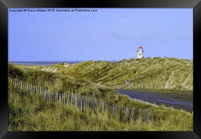  Talacre Dunes and Lighthouse Framed Print by Diana Mower