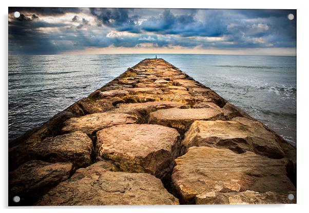  A Rock Pier Acrylic by David Hare