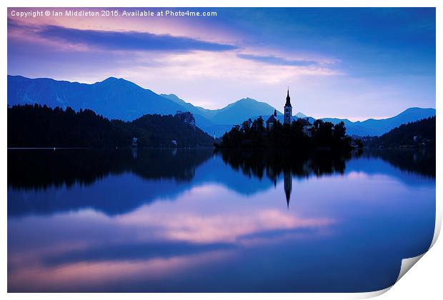 Sunrise at Lake Bled Print by Ian Middleton