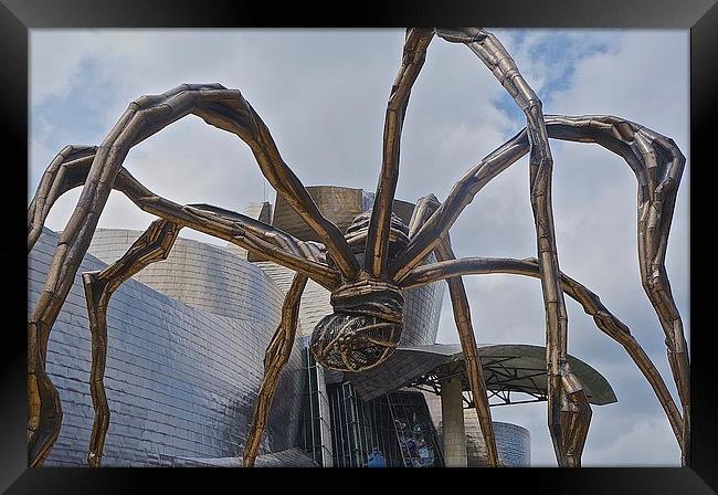 Spider Maman and the Guggenheim Museum Framed Print by Sue Bottomley