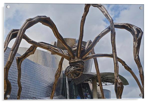  Spider Maman and the Guggenheim Museum Acrylic by Sue Bottomley