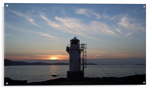 Rhue Lighthouse at Sunset Acrylic by Maria Gaellman