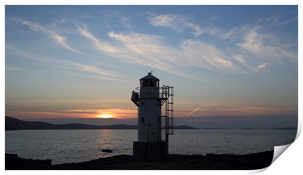 Rhue Lighthouse at Sunset Print by Maria Gaellman