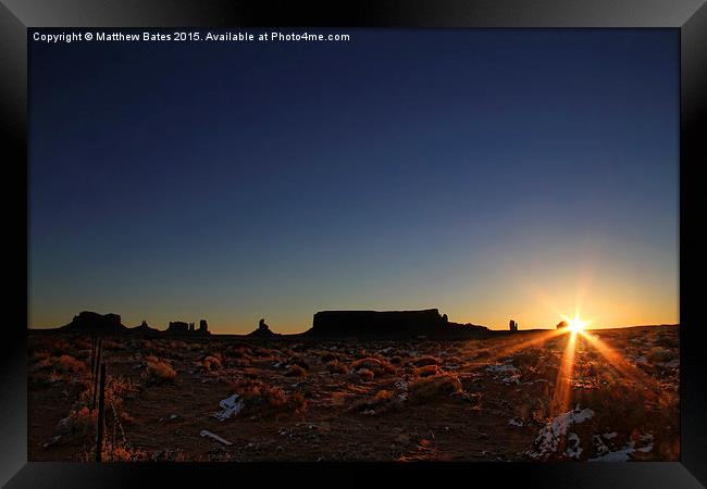  Dawn Sunrise at Monument Valley Framed Print by Matthew Bates