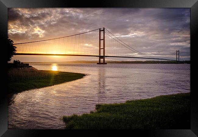 Majestic Sunset Over Humber Bridge Framed Print by P D