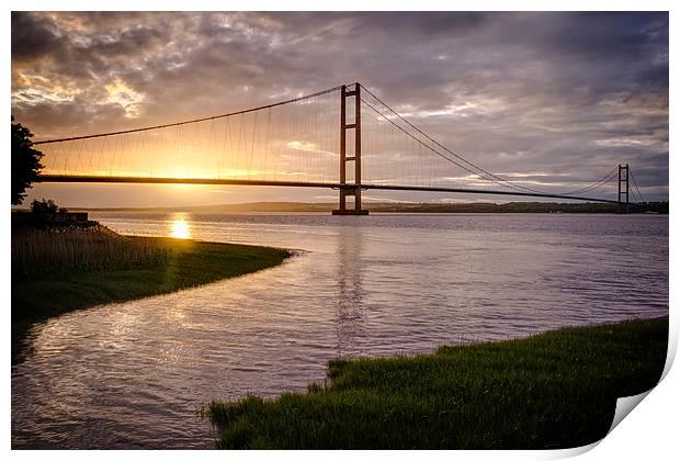 Majestic Sunset Over Humber Bridge Print by P D