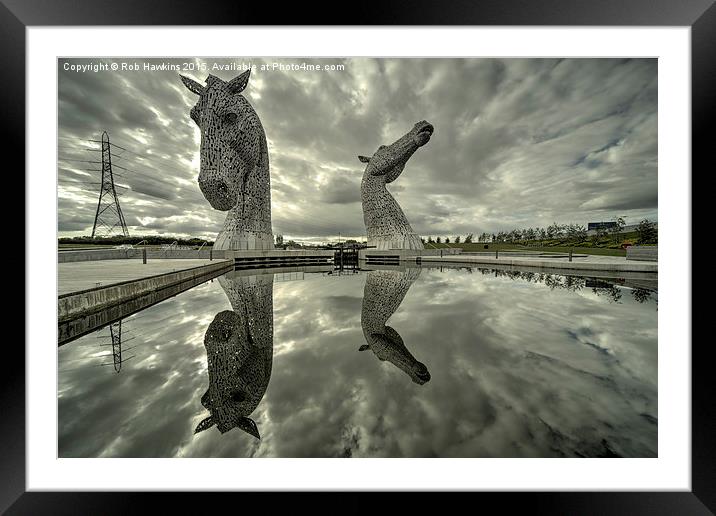  Reflected Kelpies  Framed Mounted Print by Rob Hawkins