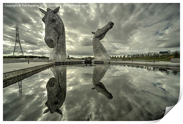  Reflected Kelpies  Print by Rob Hawkins