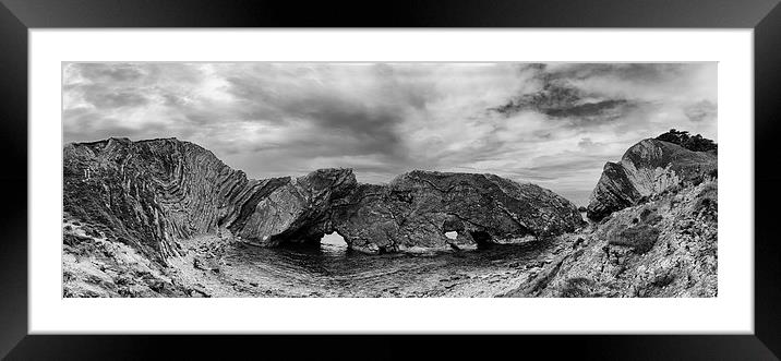 Stair Hole and the Lulworth Crumple in mono.  Framed Mounted Print by Mark Godden