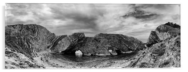 Stair Hole and the Lulworth Crumple in mono.  Acrylic by Mark Godden