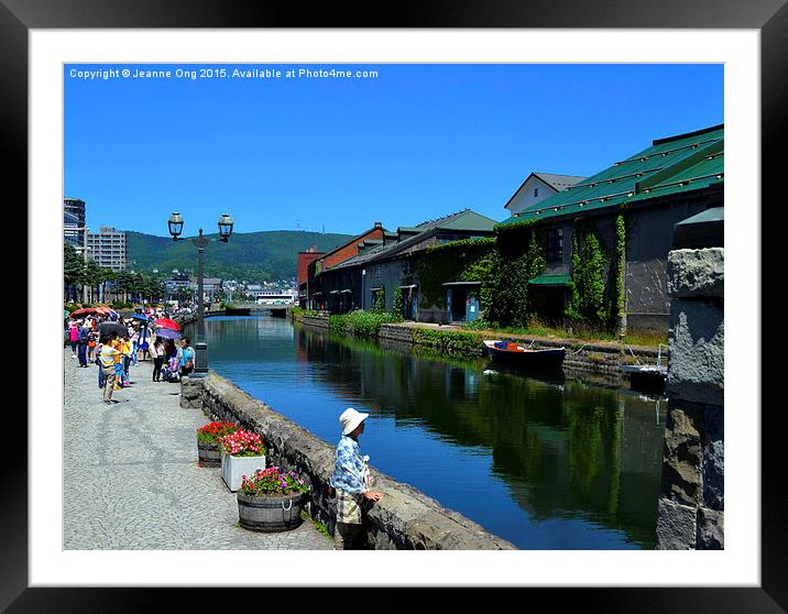 Otaru Canal With People Framed Mounted Print by Jeanne Ong