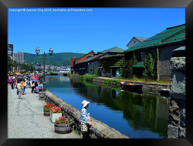Otaru Canal With People Framed Print by Jeanne Ong