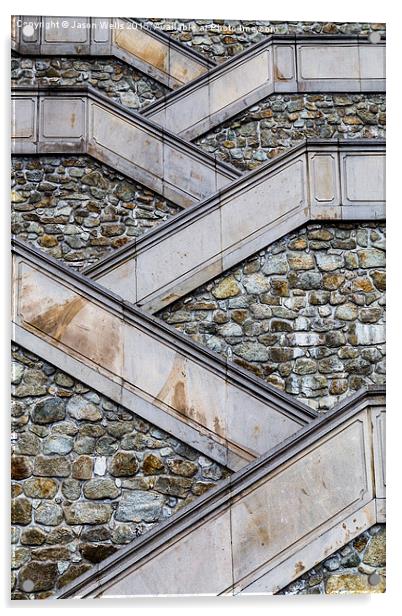 Steps leading up to Bratislava Castle Acrylic by Jason Wells