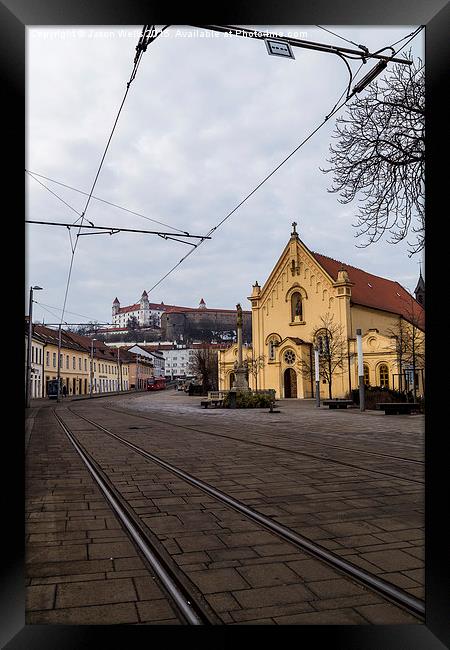 Tramline leading to Bratislava Castle Framed Print by Jason Wells