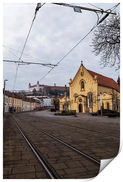 Tramline leading to Bratislava Castle Print by Jason Wells