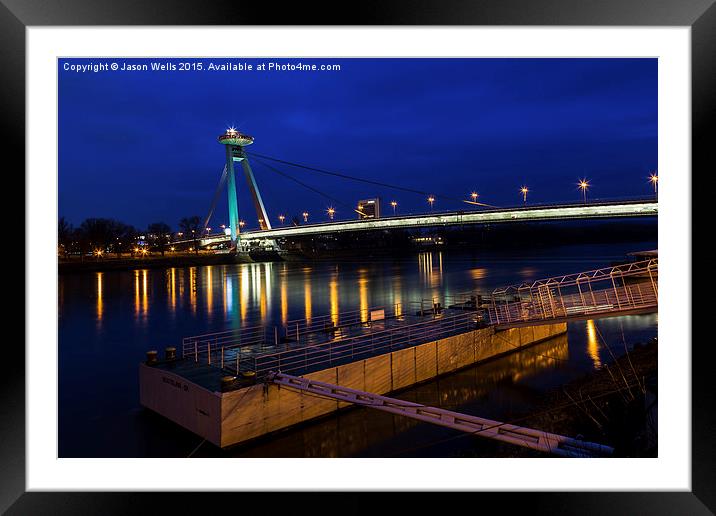Reflections of the UFO Bridge during the blue hour Framed Mounted Print by Jason Wells