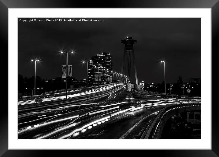 Traffic trails over the UFO Bridge at night Framed Mounted Print by Jason Wells