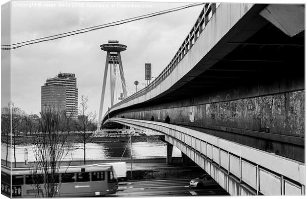 Looking alongside the UFO Bridge during the day Canvas Print by Jason Wells