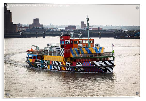 Dazzle ferry on the Mersey Acrylic by Jason Wells