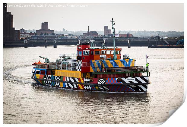 Dazzle ferry on the Mersey Print by Jason Wells