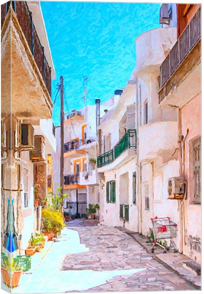Lerapetra Street Scene Digital Painting Canvas Print by Antony McAulay