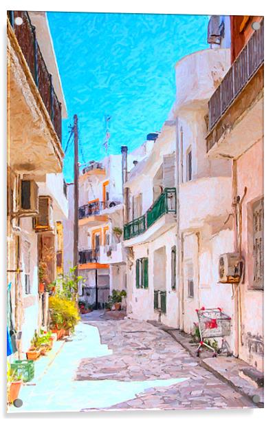 Lerapetra Street Scene Digital Painting Acrylic by Antony McAulay