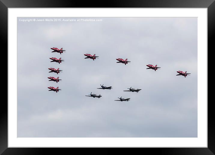 Red Arrows with the Battle of Britain Memorial Fli Framed Mounted Print by Jason Wells