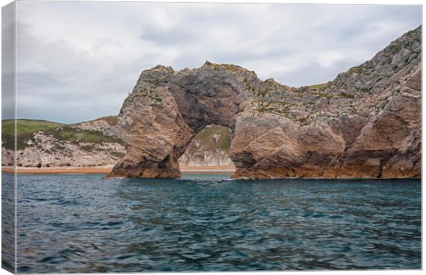  Durdle Door from the sea.  Canvas Print by Mark Godden