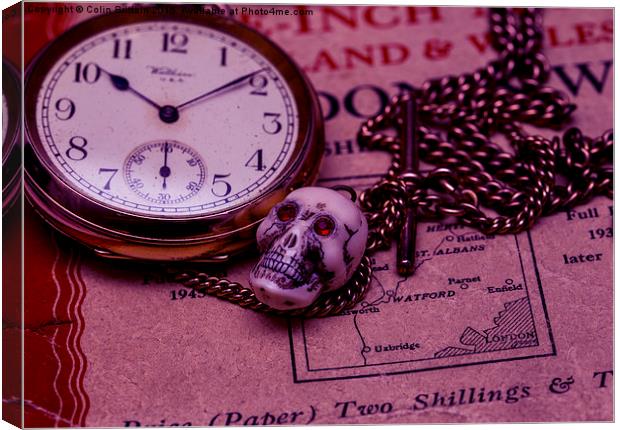  The watch and skull Canvas Print by Colin Brittain