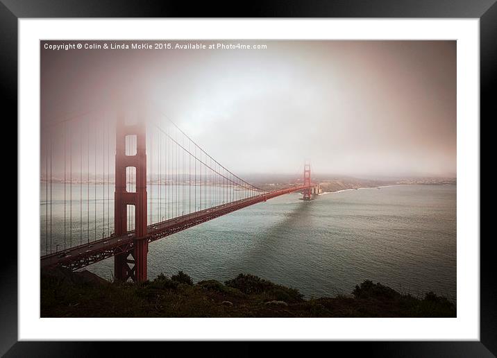 Golden Gate Bridge in Fog, San Francisco Framed Mounted Print by Colin & Linda McKie