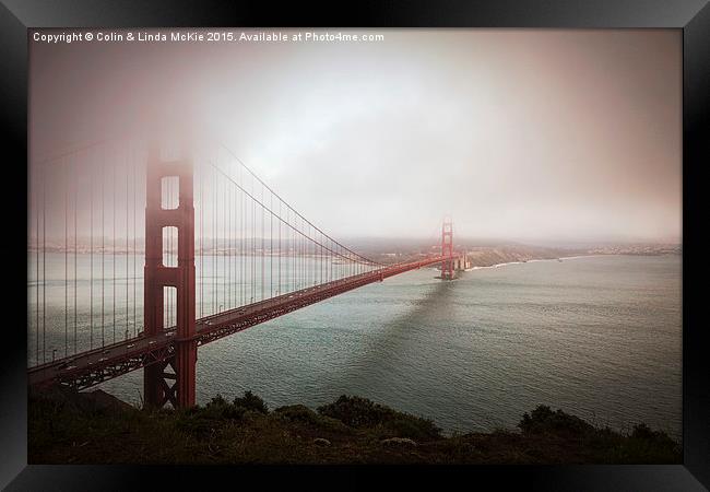 Golden Gate Bridge in Fog, San Francisco Framed Print by Colin & Linda McKie