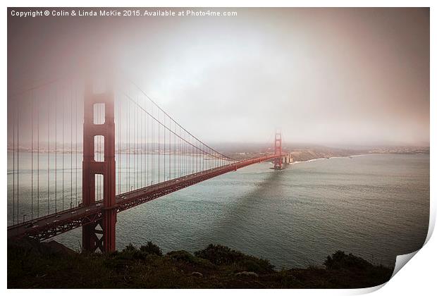 Golden Gate Bridge in Fog, San Francisco Print by Colin & Linda McKie