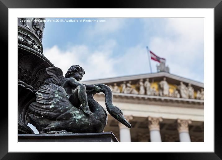 Statue in front of the Austrian Parliament Buildin Framed Mounted Print by Jason Wells